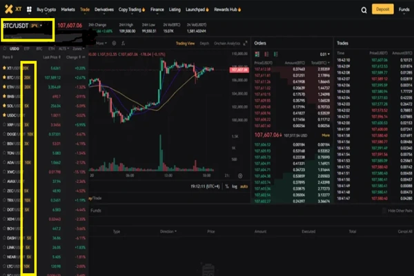انتخاب جفت‌ارز و تعیین مقدار لوریج در معاملات مارجین در صرافی XT